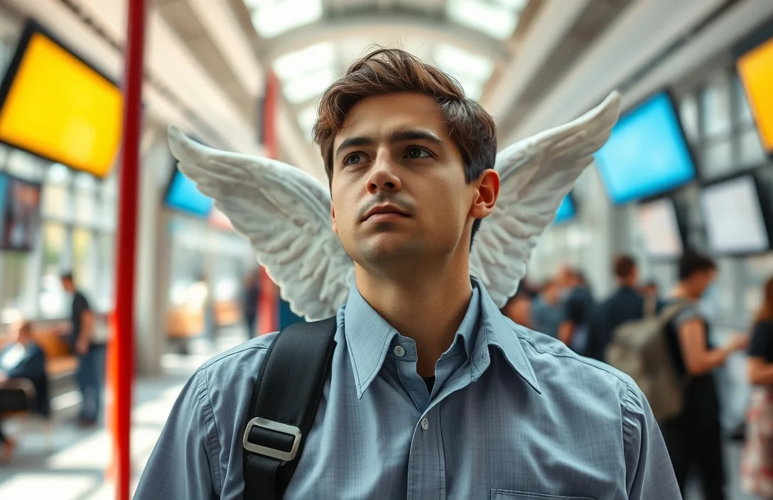 Etiquette and potential misreads in public spaces - what does an angel pin on collar shirt?