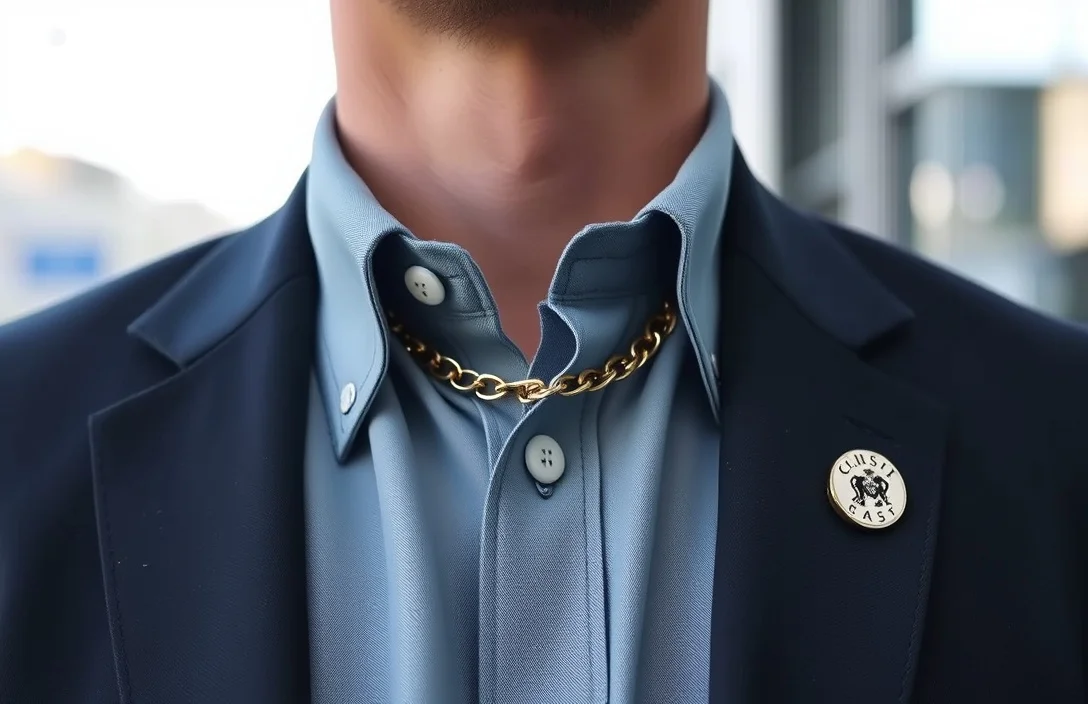 Examples: outfits and occasions - how to wear a collar pin with chain?