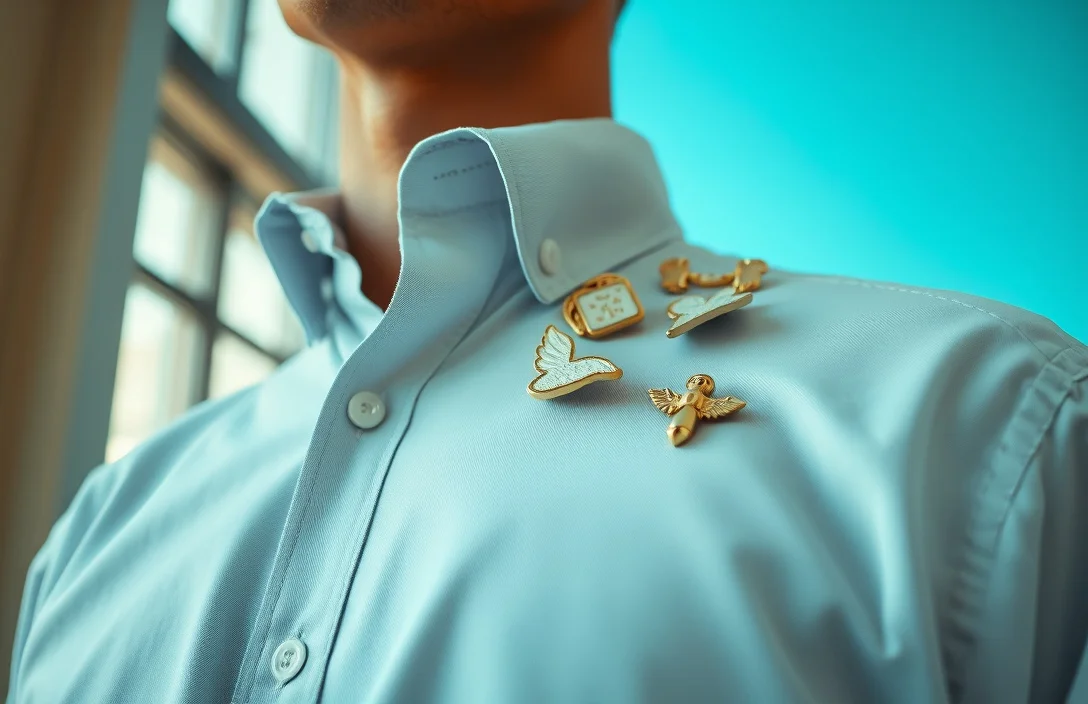 Occasions and pairing - what does an angel pin on collar mens shirt?