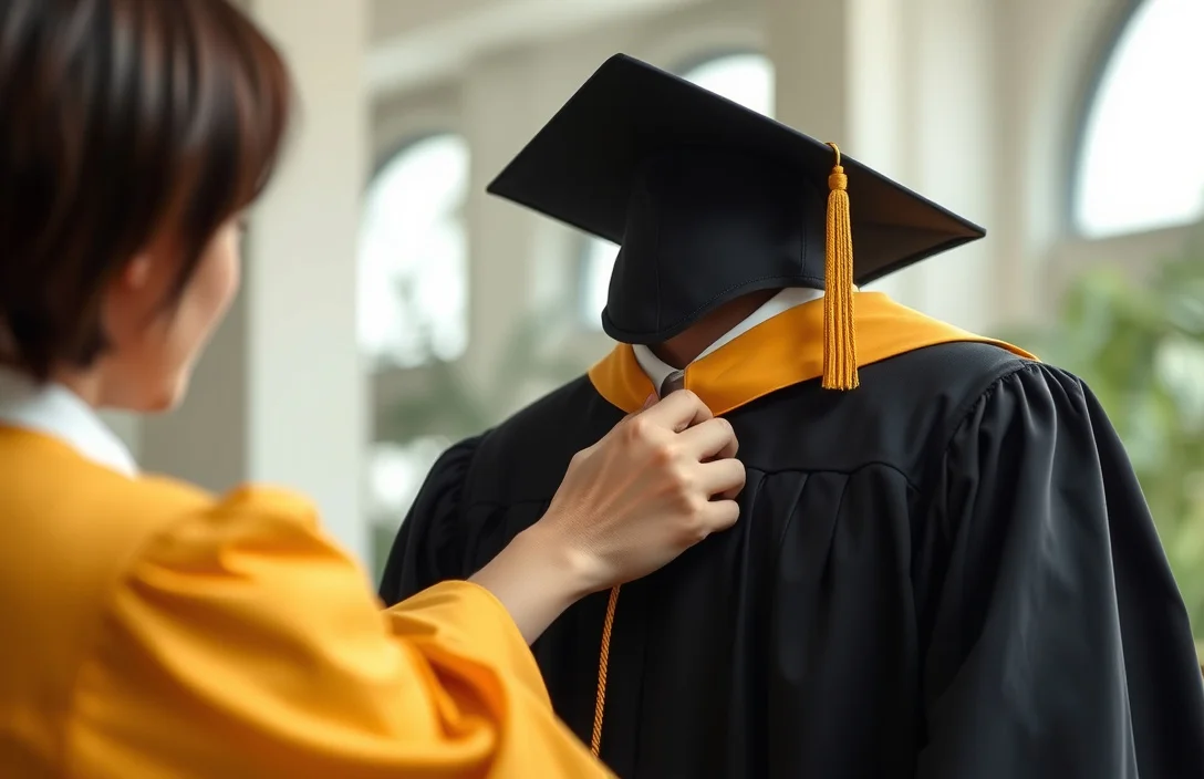 Pinning a Collar on a Graduation Gown - how to pin collar on graduation gown?