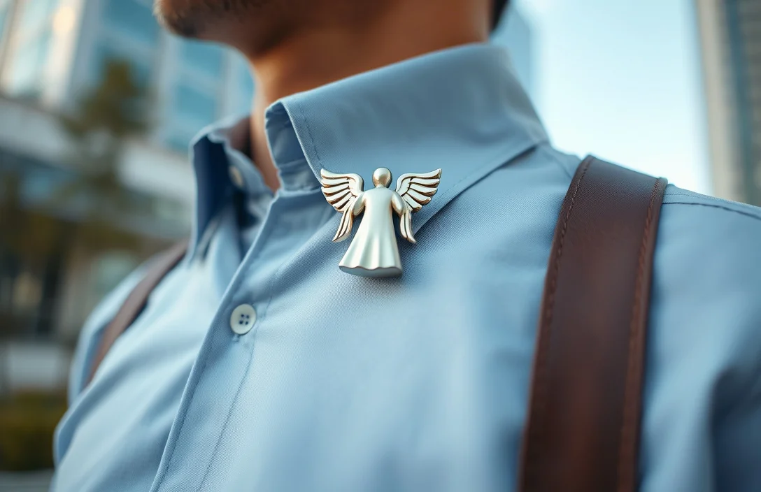 What is an angel pin and why wear it? - what does an angel pin on collar mens shirt?